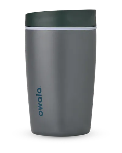 Owala SmoothSip Slider 12 oz insulated coffee tumbler in Off the Grid, with its slide-top lid